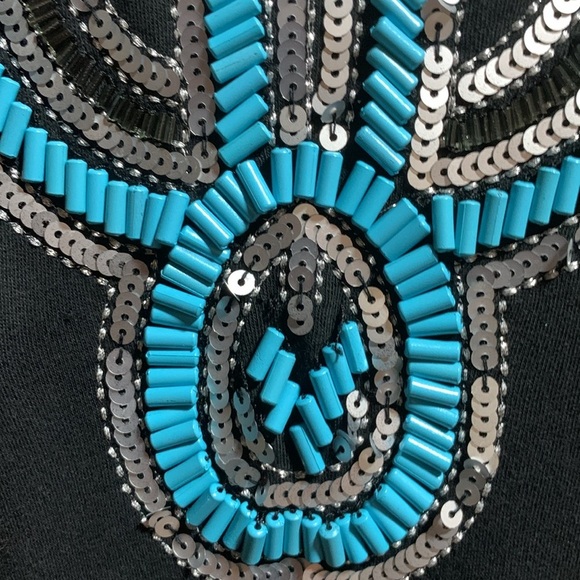 Patio Casuals by Cabernet Maxi Dress w/Turquoise & Silver Beading Sequin Detail - Picture 13 of 15